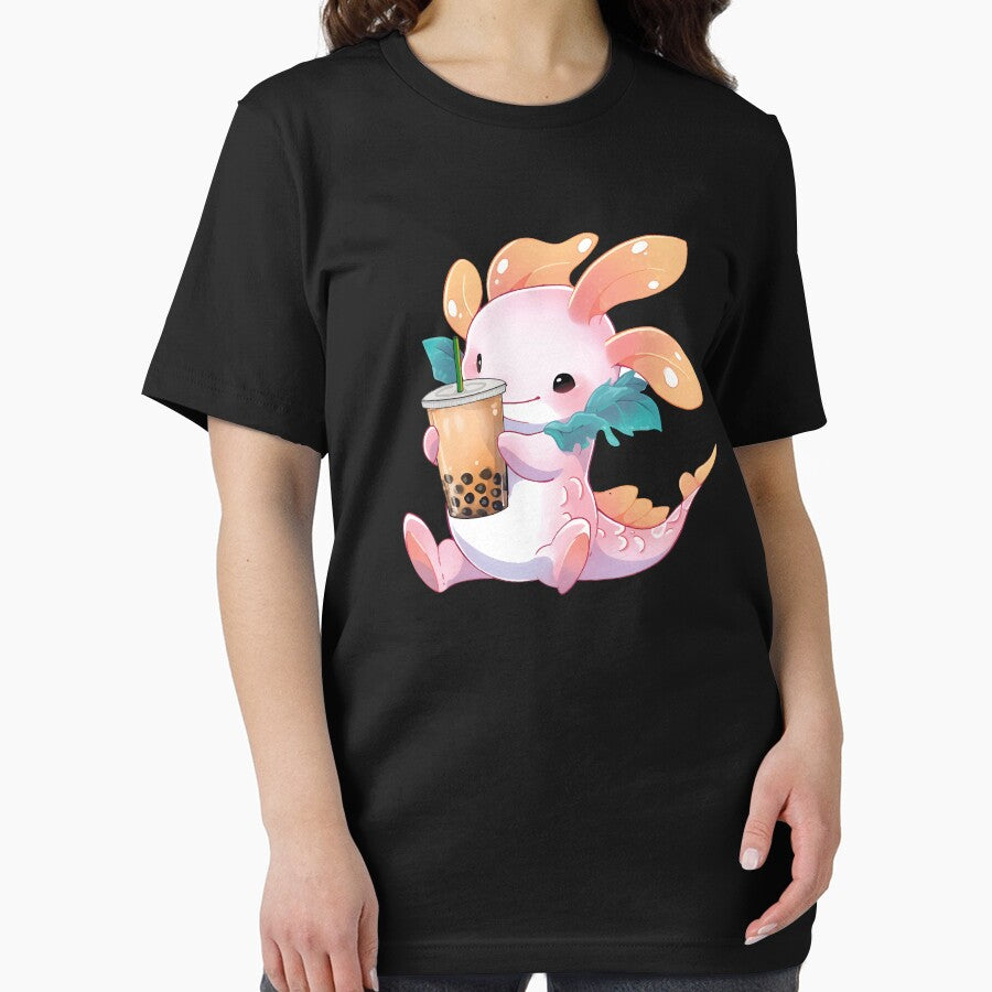 Cute Chilling Axolotl Salamander Drinking Bubble tea by MotivaChic