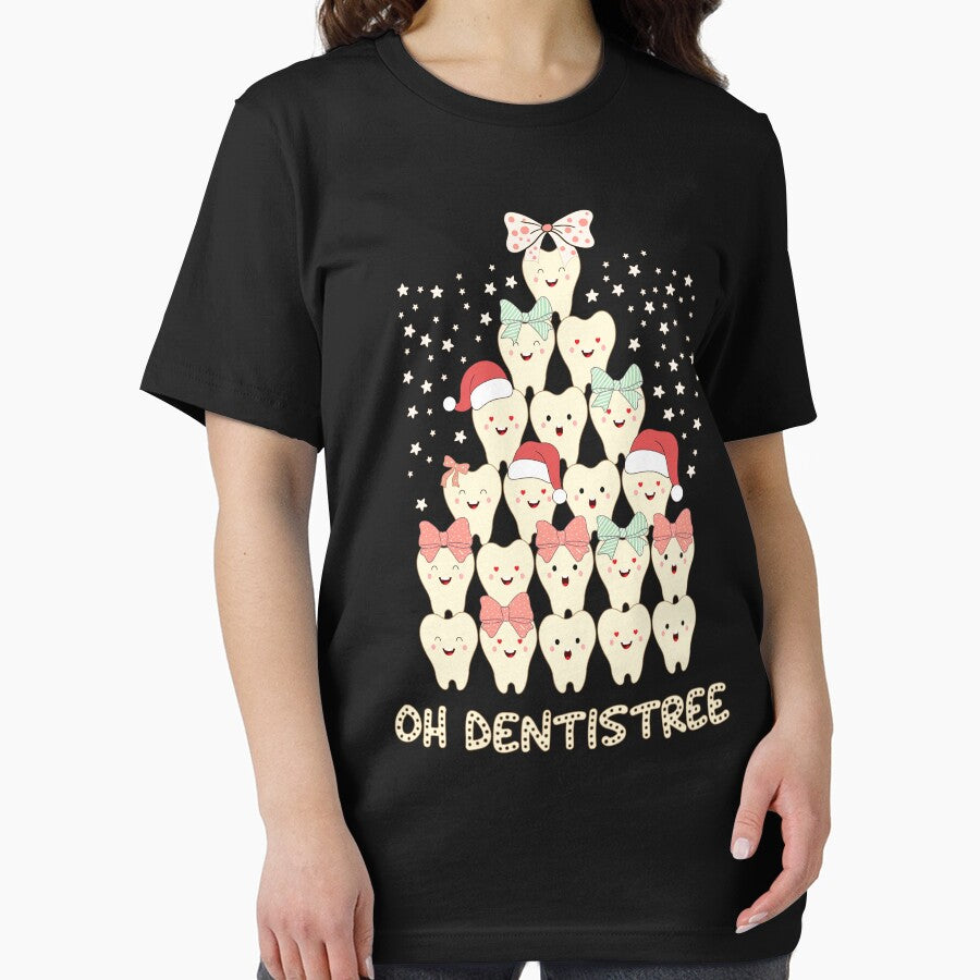 Oh Dentistree Funny Christmas Tree Teeth Dentist Dental T-Shirt by PopWear Studio