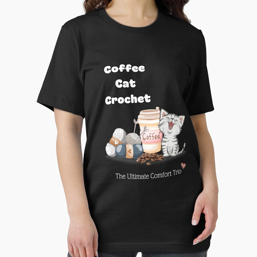 Coffee Cat Crochet the ultimate comfort Trio Tshirt by BVTrendhub