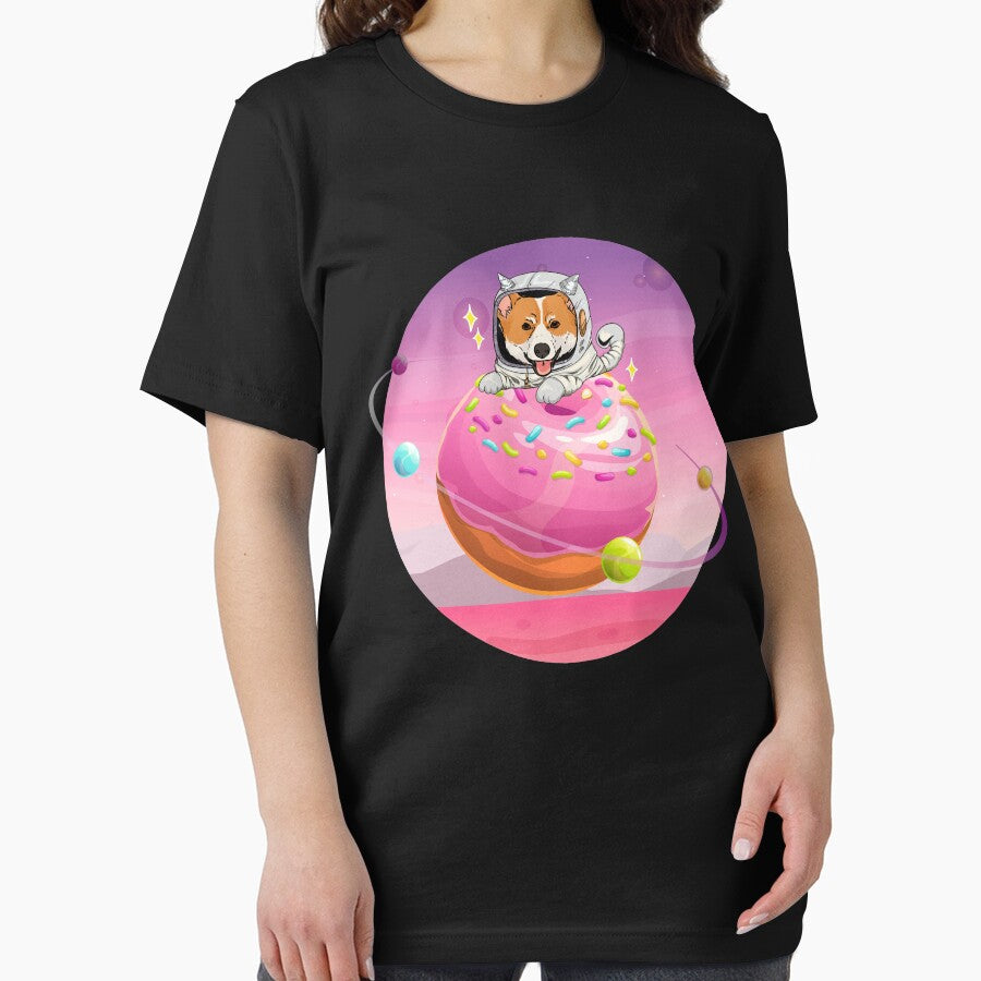 CORGI ON DONUT SPACE T-SHIRT by vilily