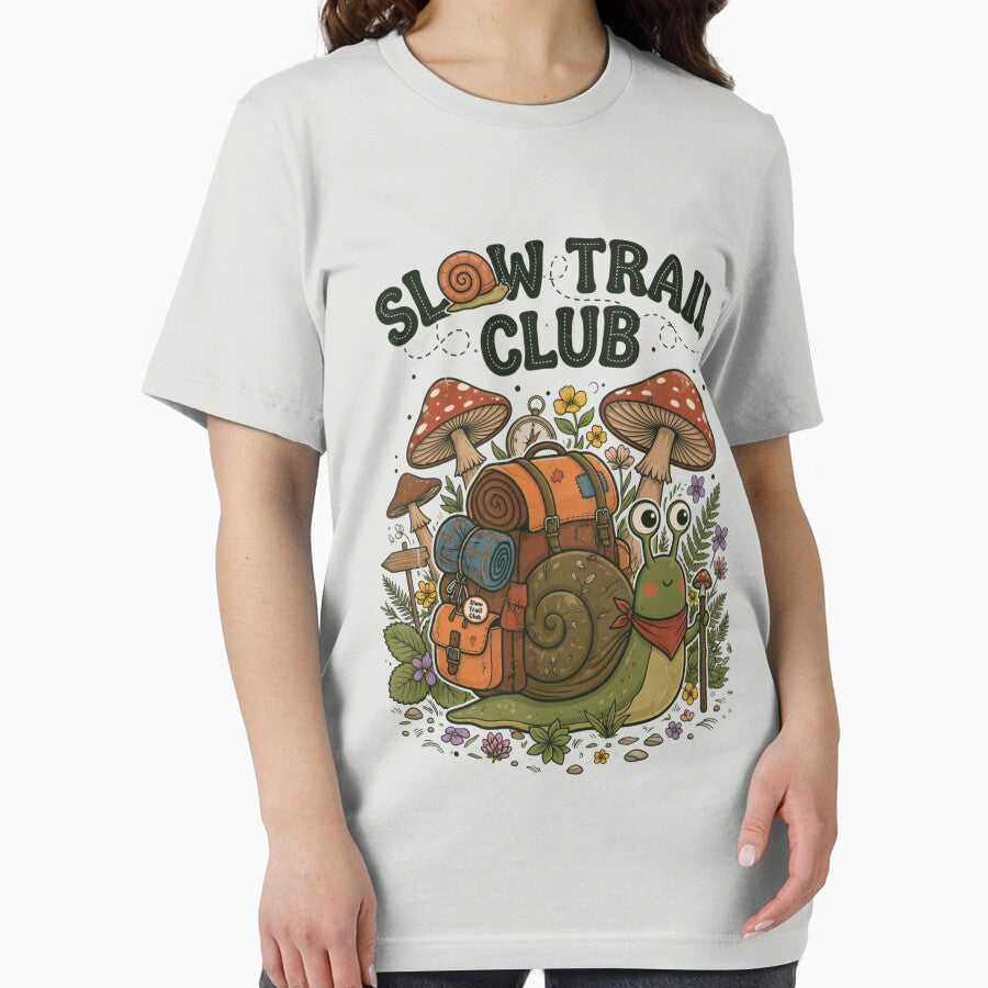 Slow Trail Club Cute Snail Backpacker Vintage Hiking Adventure by CF_VintageDesign