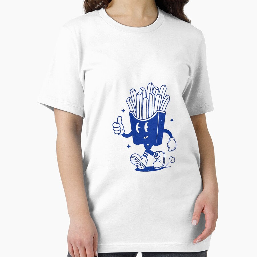 Walking French Fries Cartoon Character Retro Food Mascot Design by HoopeStylee