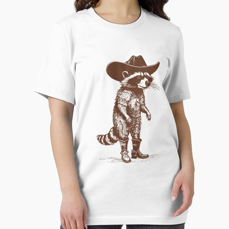 Vintage Raccoon Cowboy Cowgirl Trash Panda Western Country T-Shirt by AnnetteGarrett