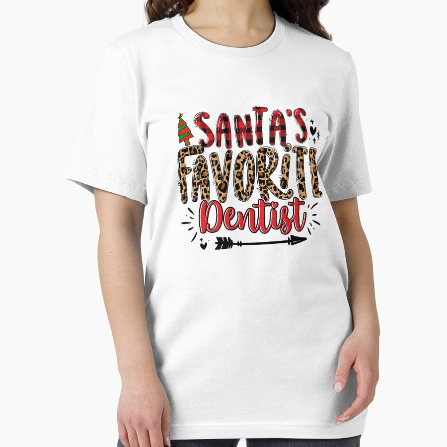 Red Buffalo Plaid Leopard Santa's Favorite Dentist Christmas by NevaehRey