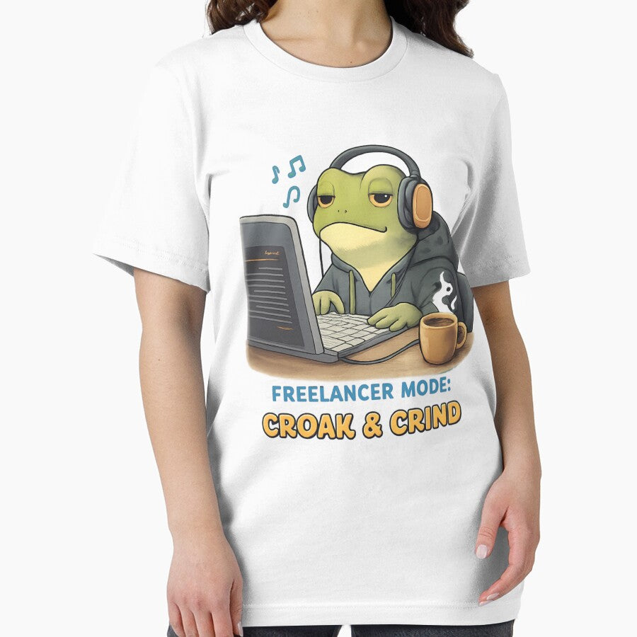 Freelancer Mode: Croak & Grind – Cute Frog Work From Home Illustration by SidTastic