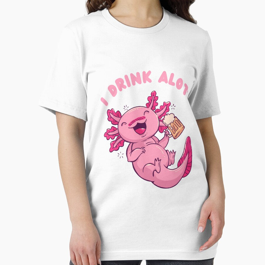 Cute Funny Axolotl Drinking Beer Gift by DadJokeDescript