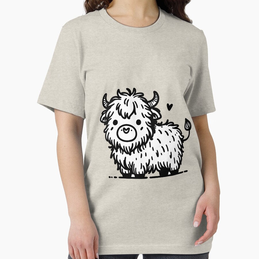 Fluffy Highland Cutie: Minimalist Cow Charm by happyartworks