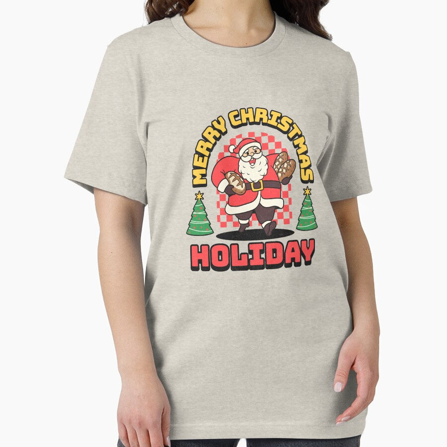 Funny Baker Santa T-Shirt - Merry Christmas Sourdough Bread Lover Holiday Gift T-Shirt by KeepCookingTees