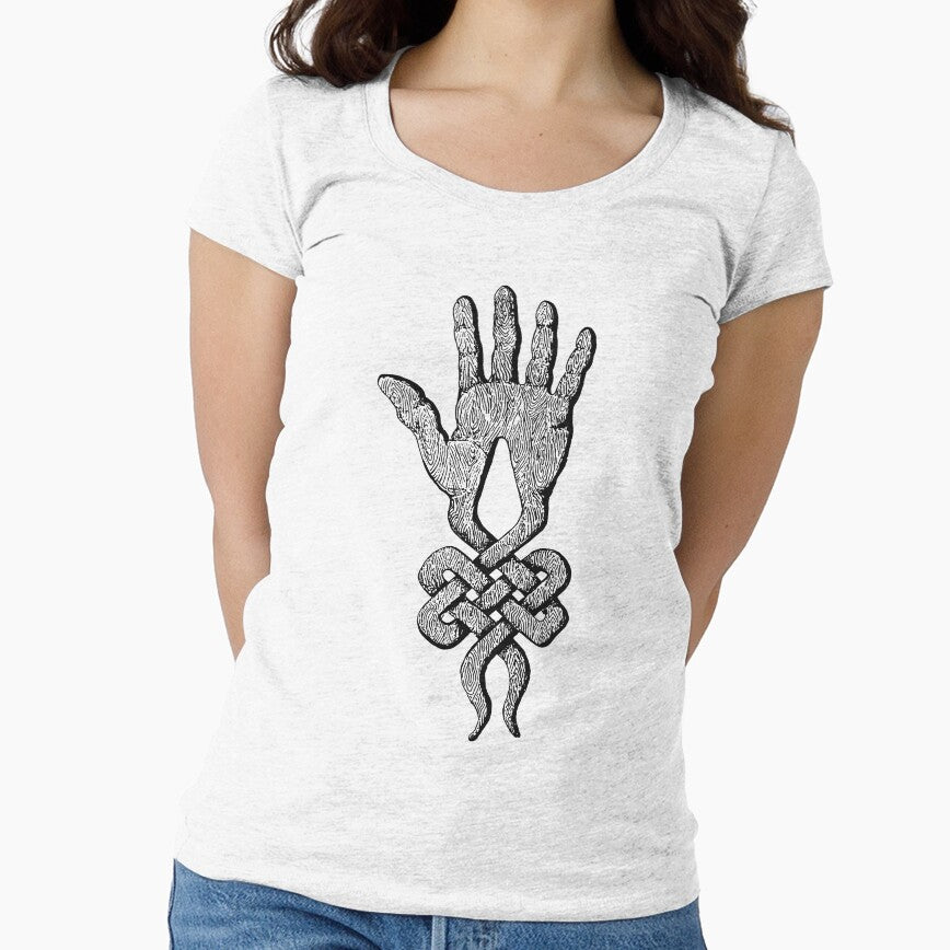 Engraving of Hand in Knot - Esoteric Drawing Black version by Arcane Orchid