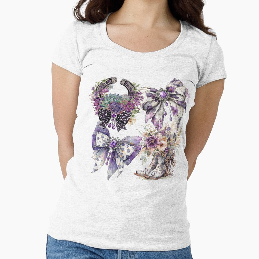 Purple Boho Cowgirl Boots Horseshoe Design by EnlivenDesigns