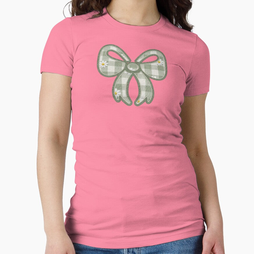 Sage Green Checkered Bow Patch - Coquette Gingham Applique by thelexiverse