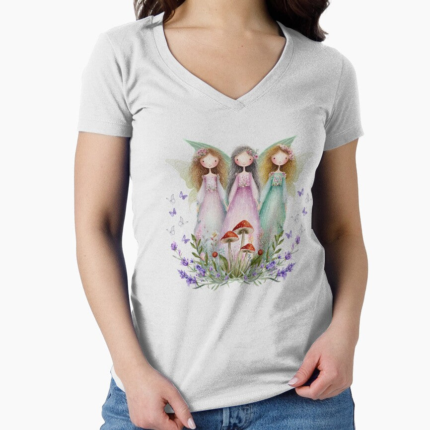 Three Fairy Sisters in a Woodland Garden – Fairycore Fantasy Art by fernandmoonbeam