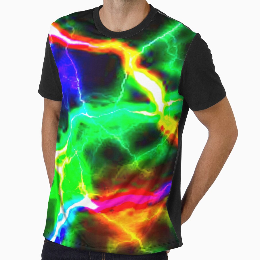 Shocking Neon Green Blue Orange on Black by mwagie