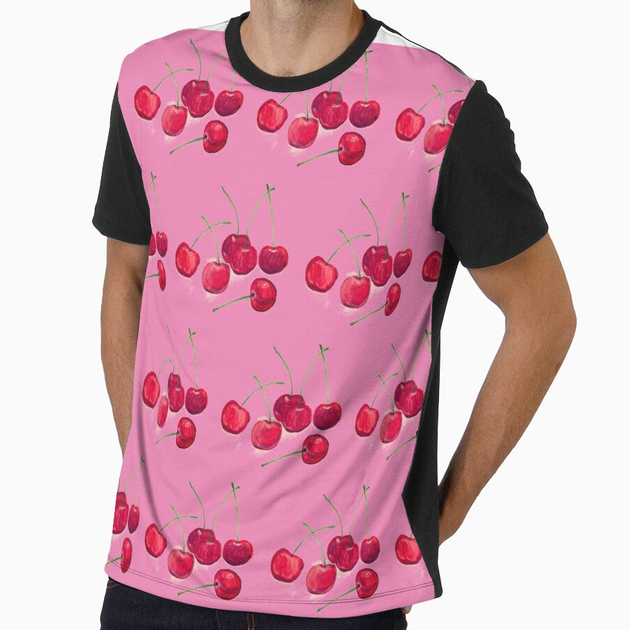 Vintage Cherry Pattern Retro on Pink by Monika Howarth
