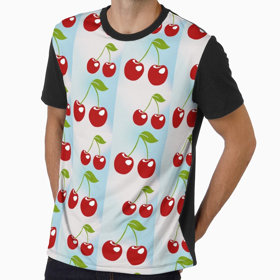 Vintage Blue and Red Cherries Retro Fruit Design by Stickers by @molllyclare
