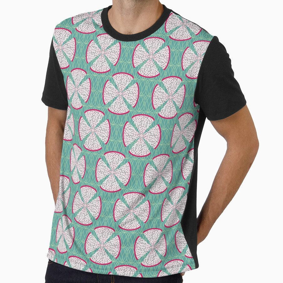 Dragon Fruit Poppy Pattern on Teal by MerryMakewell