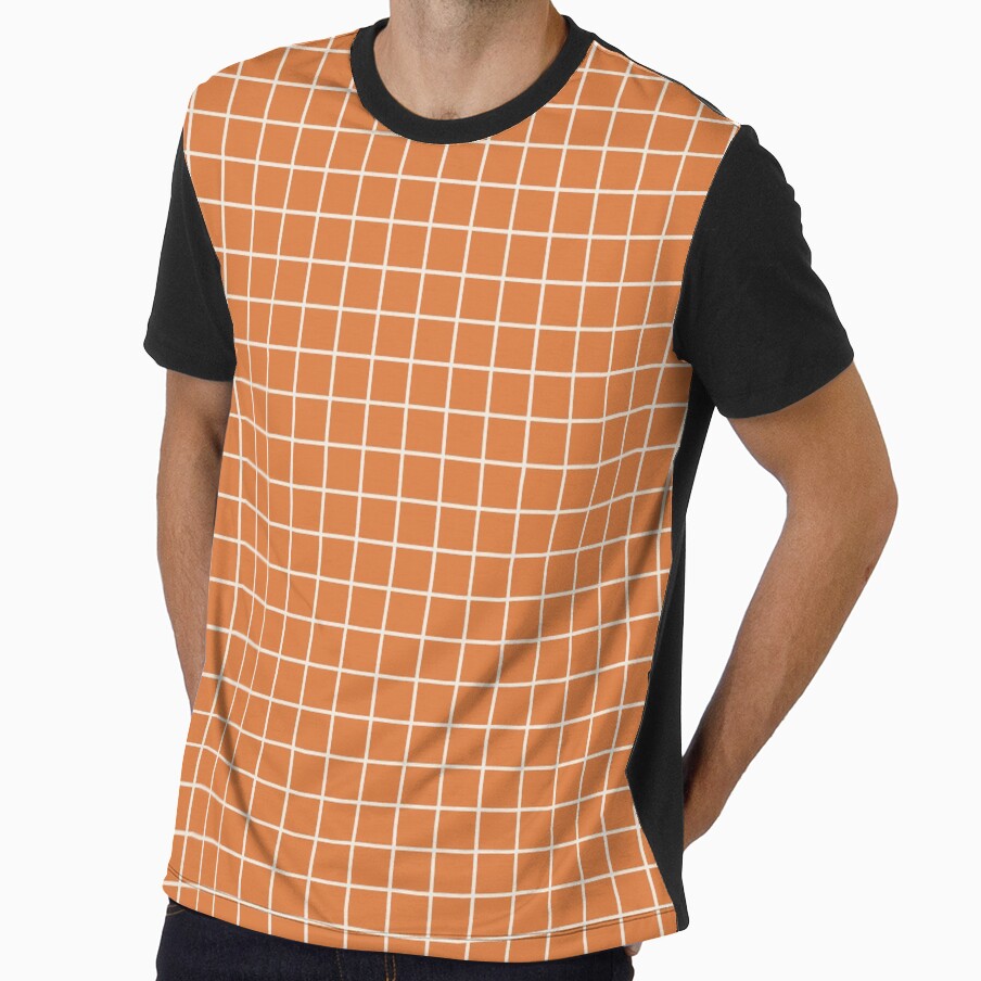 Rustic hand drawn thin lines grid - Orange ochre by Illustrated by Nat