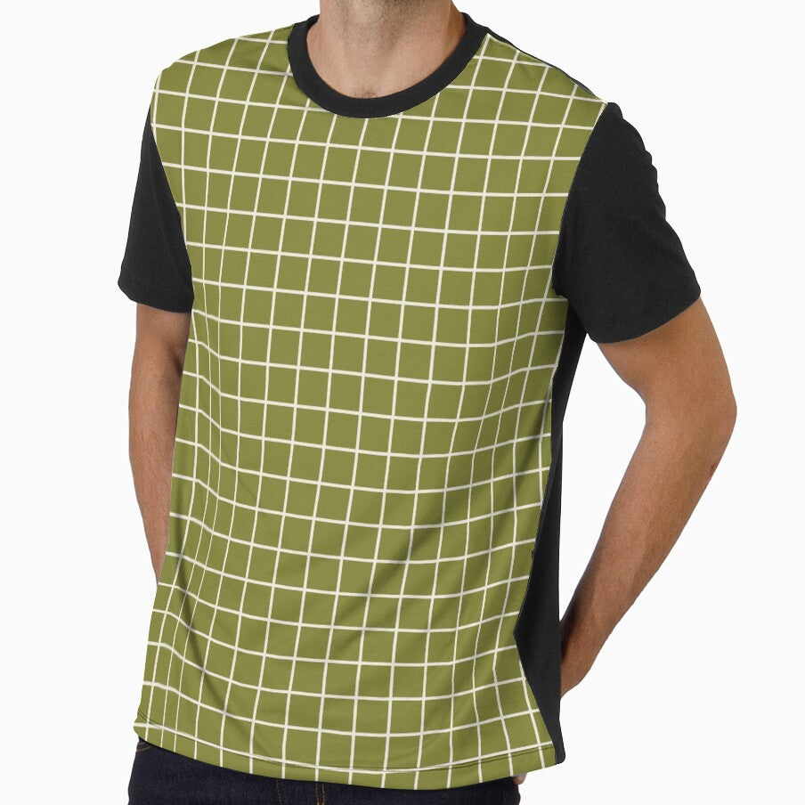 Rustic hand drawn thin lines grid - Olive green by Illustrated by Nat
