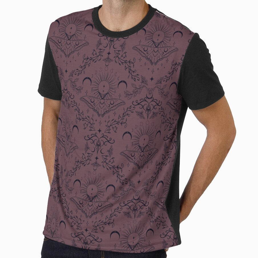 Whimsical Moon Moth Celestial Pattern Brown Rose by Chiefiechanga