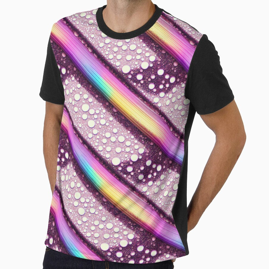 Glitter Polka Dots with Rainbow Diagonal Stripes by Karistina Lafae Designs