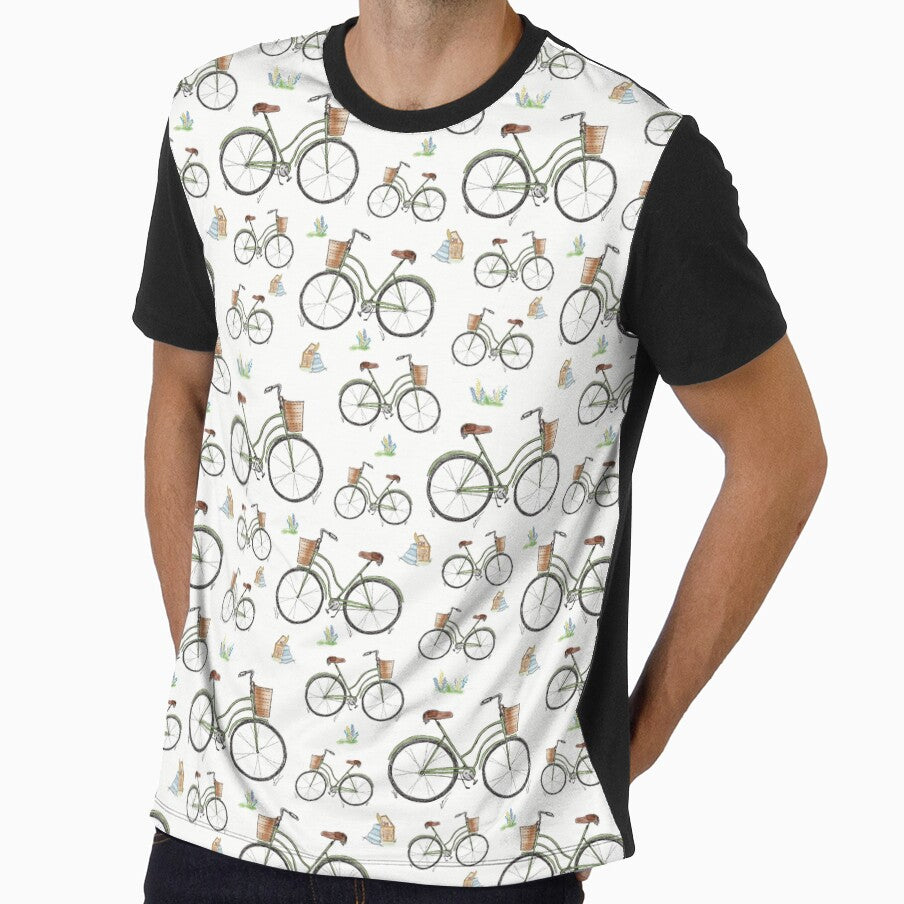 Whimsical Vintage Bicycle Pattern– Wildflower Picnic Illustration by Winooski Designs