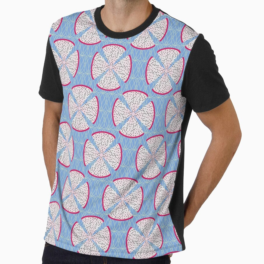 Dragon Fruit Poppy Pattern on Blue by MerryMakewell