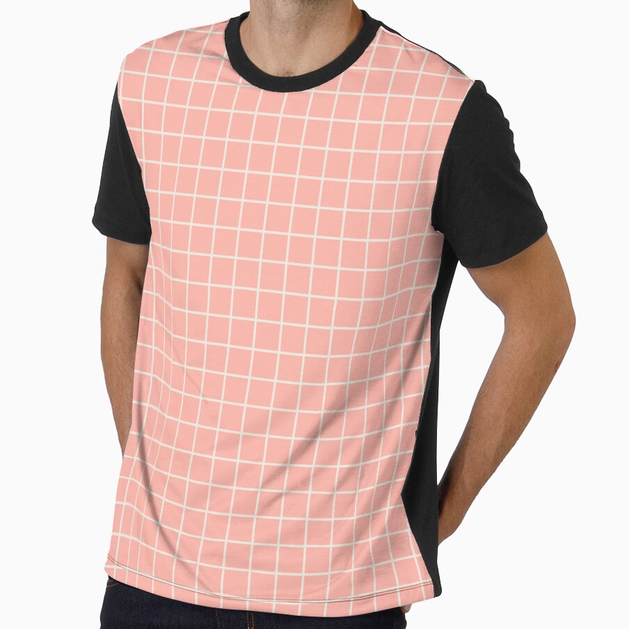 Rustic hand drawn thin lines grid - Pastel pink by Illustrated by Nat