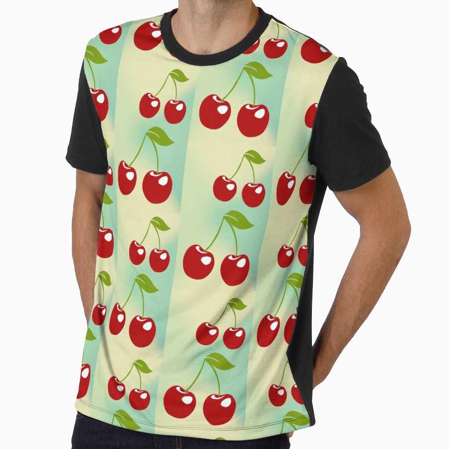 Vintage Lime Green and Red Cherries Retro Fruit Design by Stickers by @molllyclare