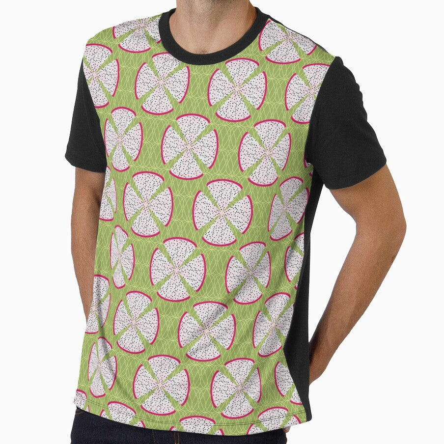 Dragon Fruit Poppy Pattern on Green by MerryMakewell