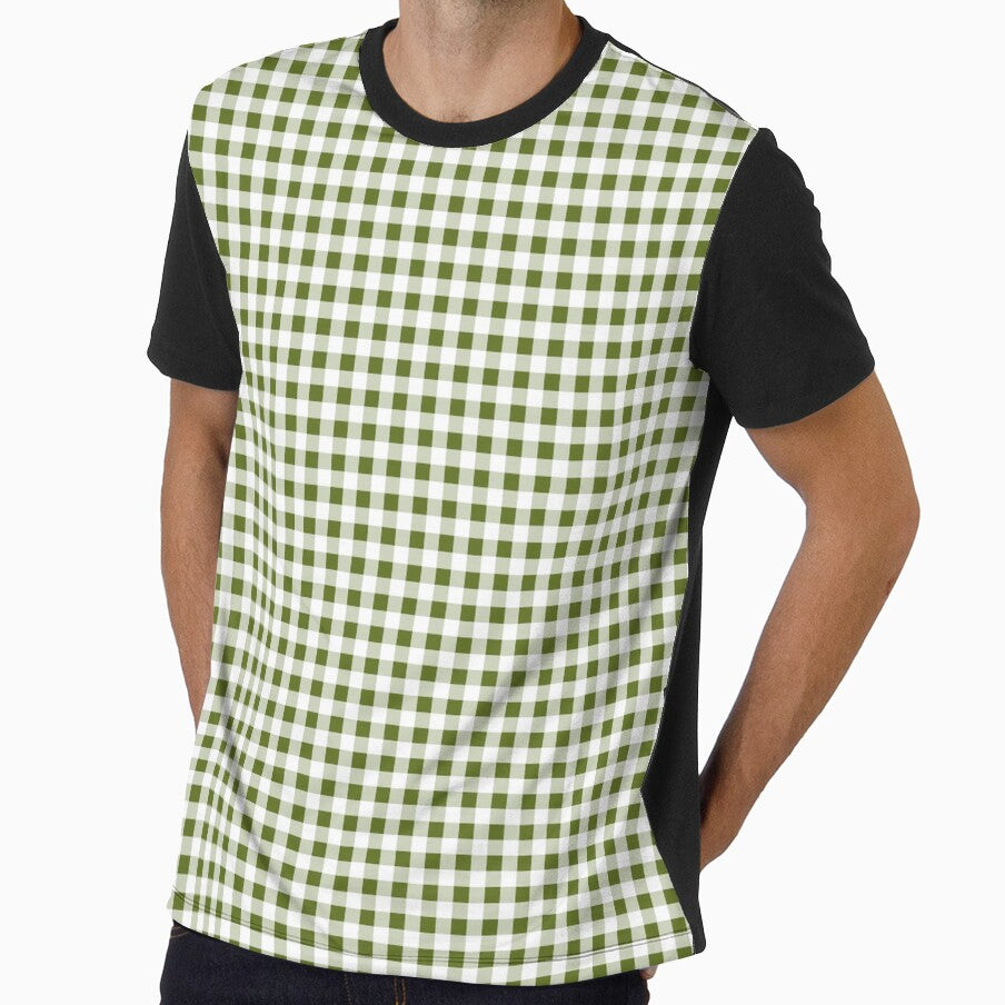 Gingham Pattern Moss Green White by Pinkdeer Designs