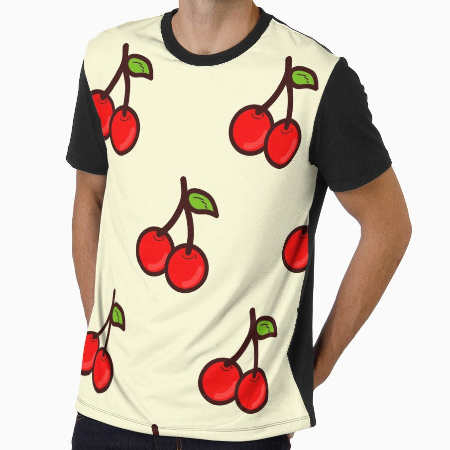 Cute Cherry Fruit Pattern – Kawaii Red Cherries on Cream Background by Chercheryellow