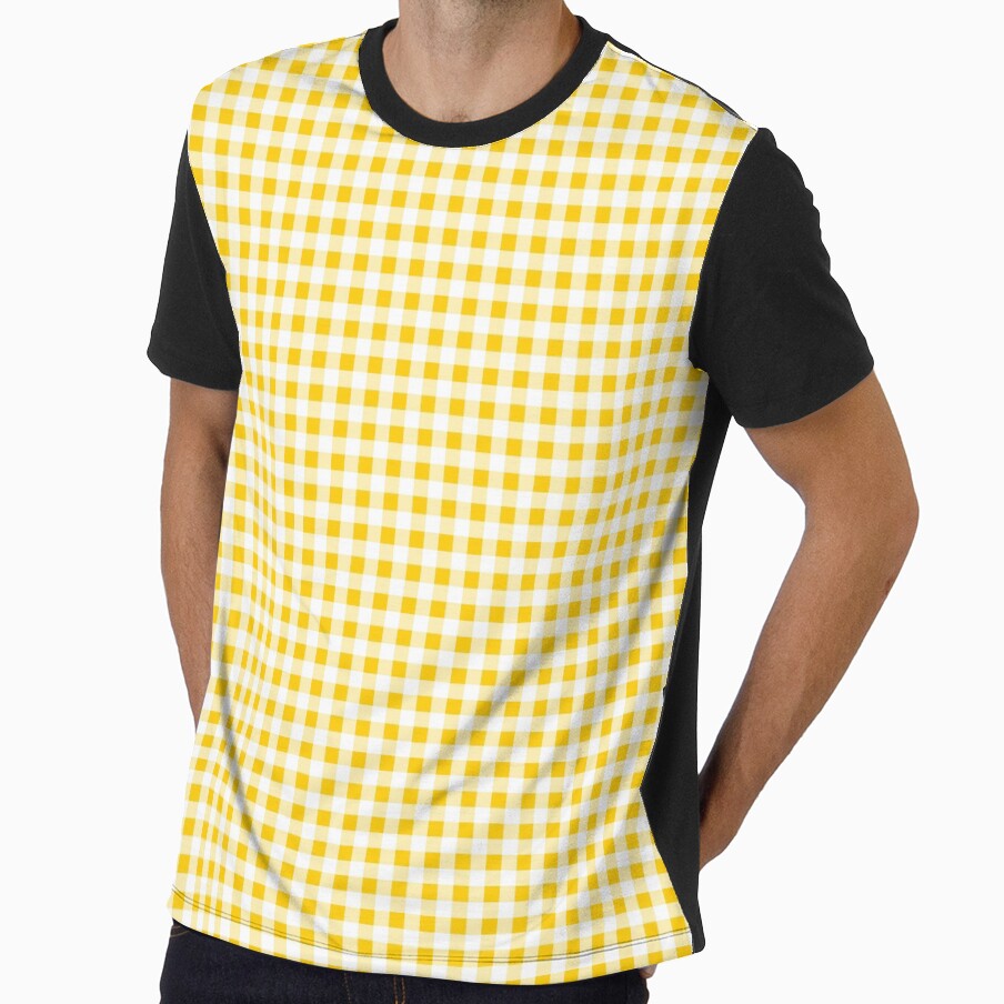 Gingham Pattern Bright Yellow White by Pinkdeer Designs