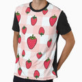 Vichy Strawberry Pattern T-Shirt, Gift for Girlfriend, Mom, or Baby Shower, Cute Birthday or Mother’s Day Gift, Cozy Gift for New Home or Baby Shower, Gift for girlfriend, Gift for her by Noe Mill