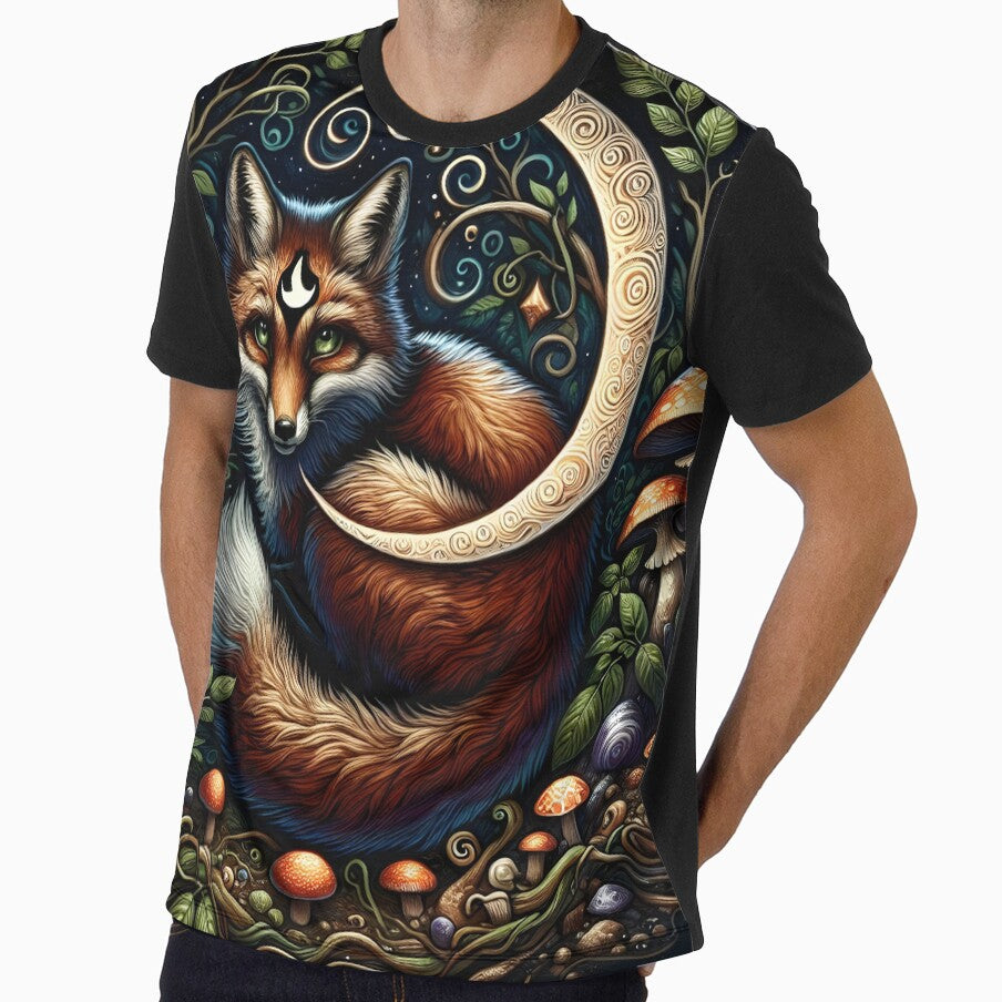 Mystical Fox Moon Mushroom Forest Whimsigoth Fantasy Art by ArtDesignRemix