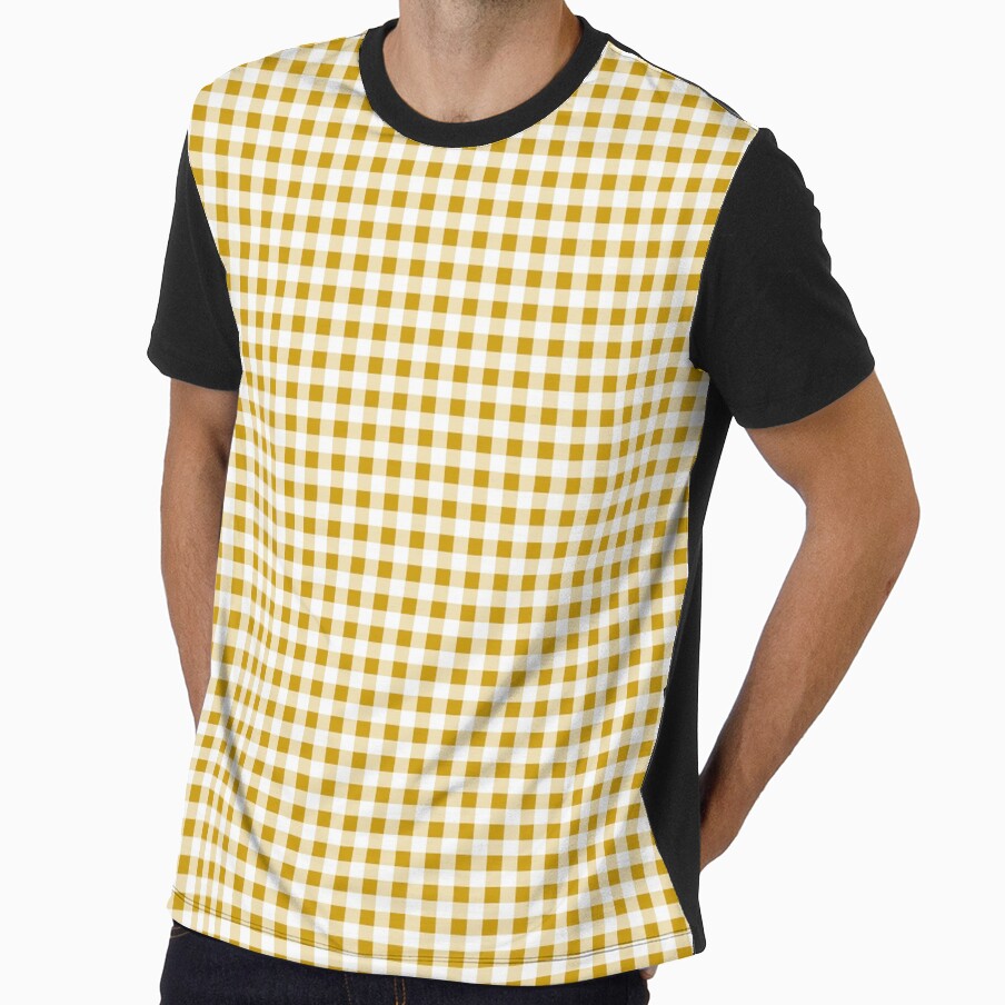 Gingham Pattern Mustard Yellow White by Pinkdeer Designs