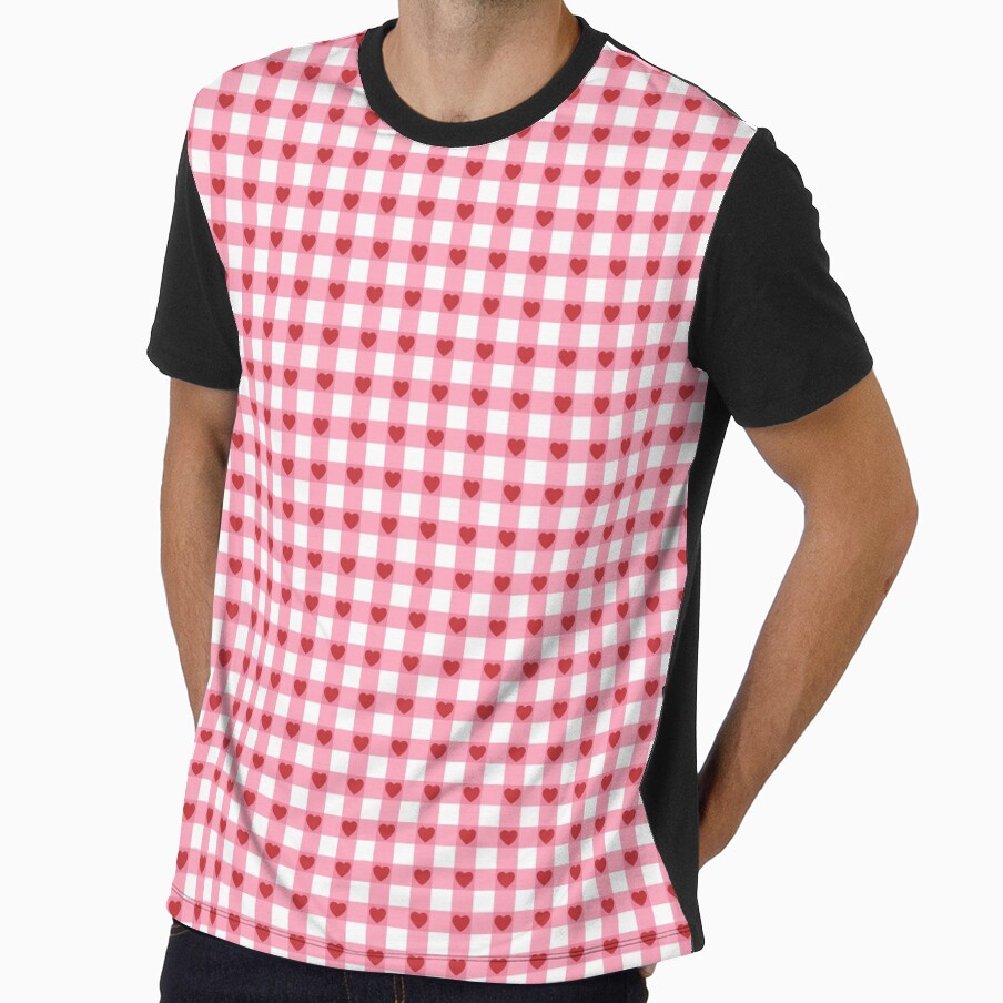 Pink Gingham Heart Pattern by Kusaka.art