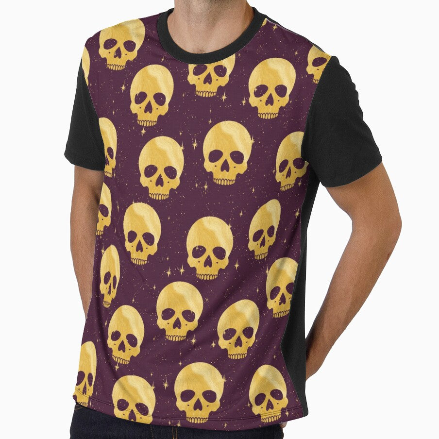 Whimsigoth Golden Skull Star Pattern by Little Wimbly