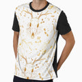 Whimsigoth Golden Deer Skull Floral Pattern on White by Little Wimbly