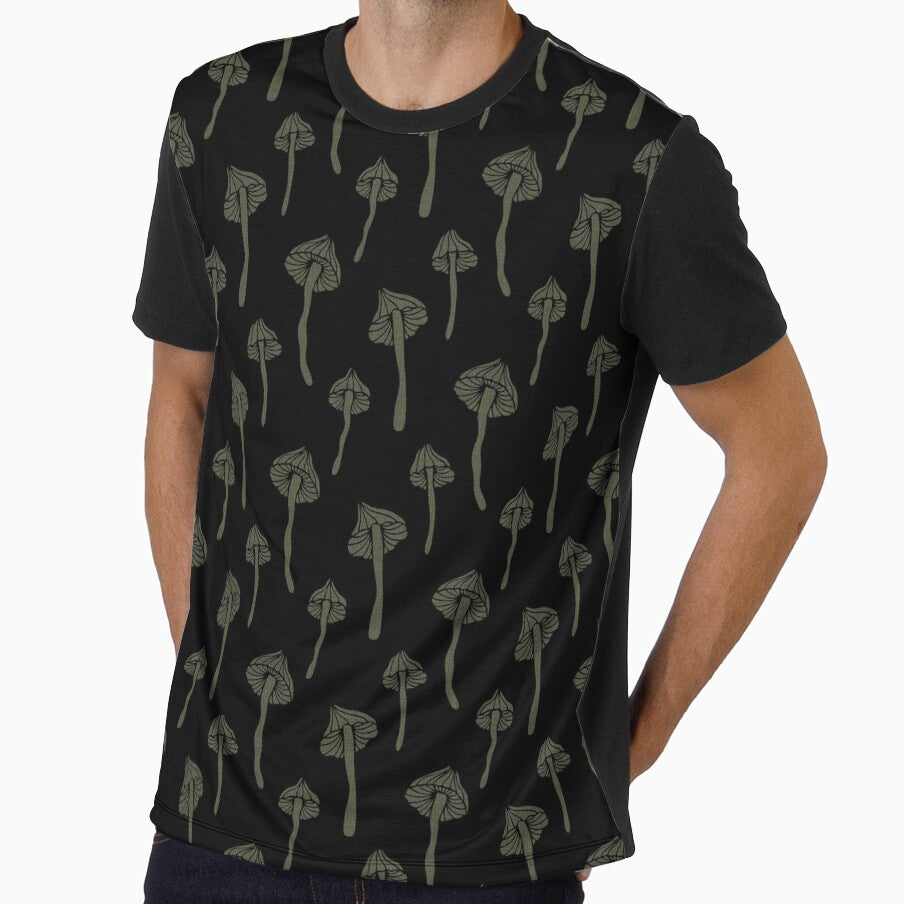 Whimsigoth Mushrooms in Green & Black - Dark Cottagecore Aesthetic by EarthFaeryDSGN