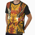 Autumn Colored Checkered Print Pattern With Fall Leaves by PinUpPizzazz