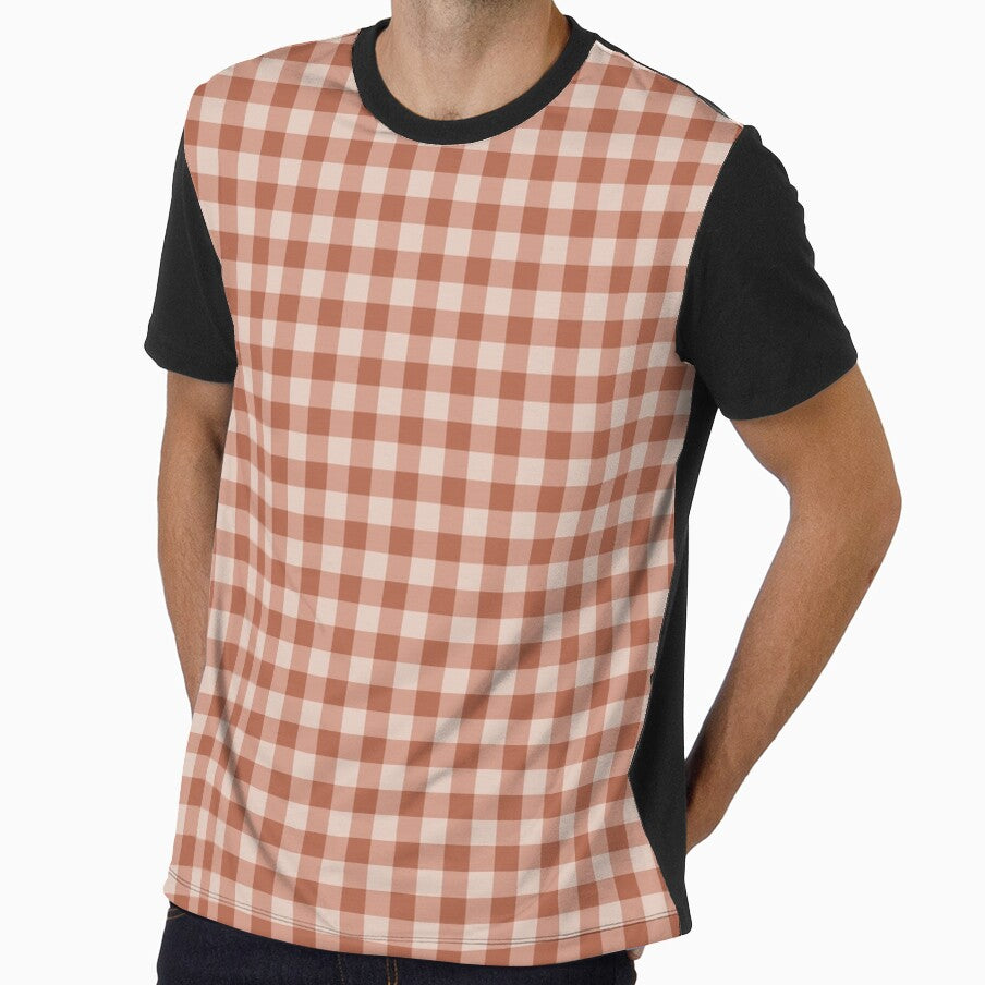 Terracotta and Peach Gingham Picnic Pattern, Aesthetic Burnt Orange Plaid Gingham Check, Earthy Terracotta and Cream Gingham Aesthetic, Modern Orange Gingham Plaid Checkerboard by VivaFy