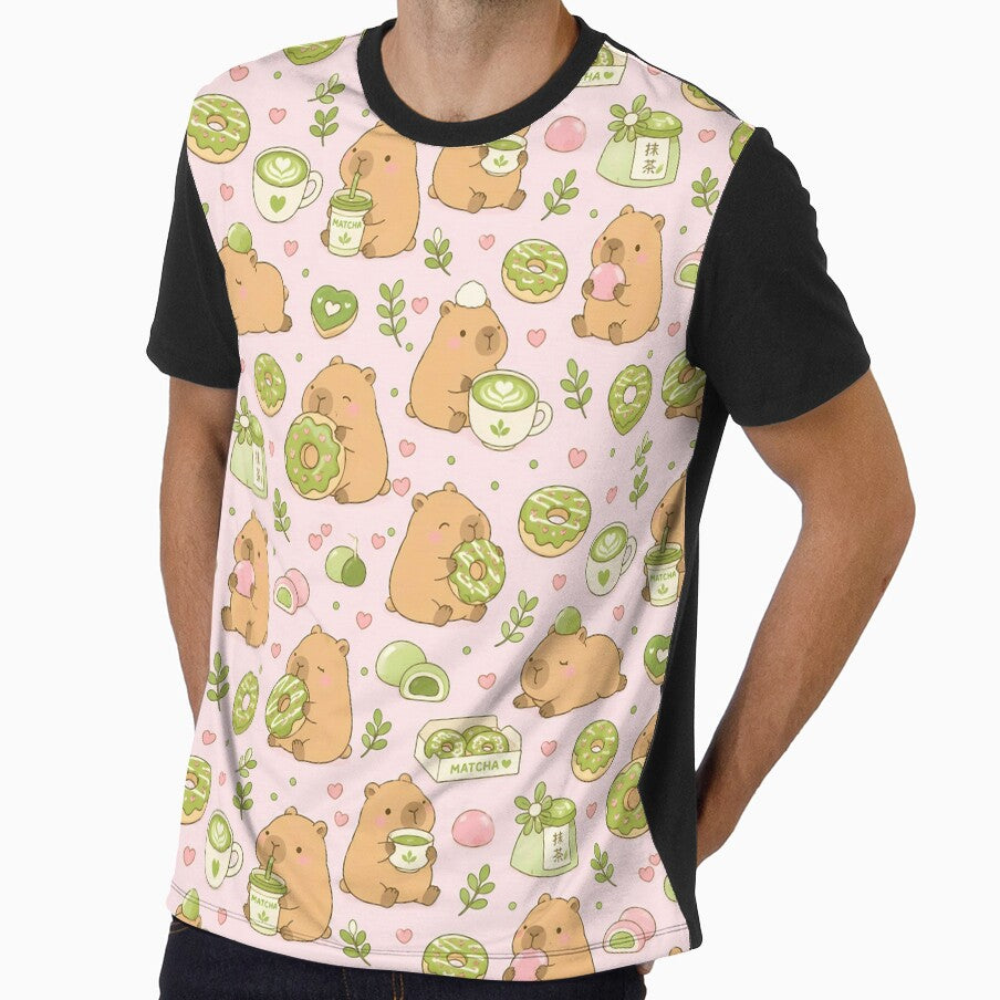 Capybara Matcha Donut Pattern by Soft Berry Studio