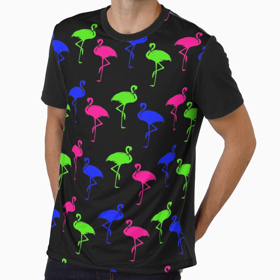 Trippy Neon Dayglo Flamingo Rave by Tammy Winand Arts