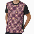 Celestial Quilt Block - Moon and Star Patchwork Goth Plum by Elodie-Motifs