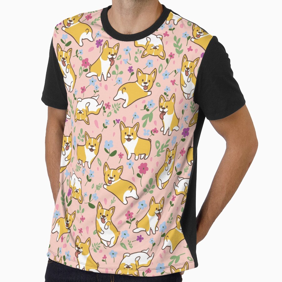 Corgi Puppy Fun Pink Background by DogsHearted