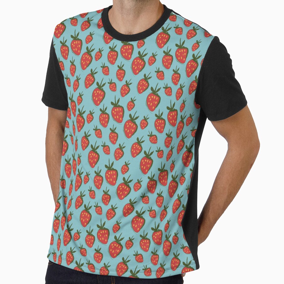 Bohemian Retro Strawberries - Summer Vibes - Repeat Pattern by DinkyBeavers