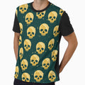 Whimsigoth Golden Skulls on Deep Green by Little Wimbly