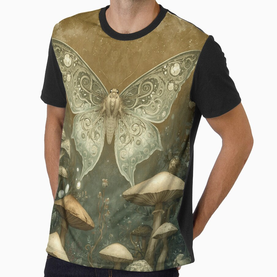 Celestial Moth and Mushroom Forest Fantasy Art by ArtDesignRemix