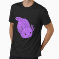 Cute Kawaii Baby Chibi Axolotl in Purple with Hearts and Cloud Pattern by InkMemories