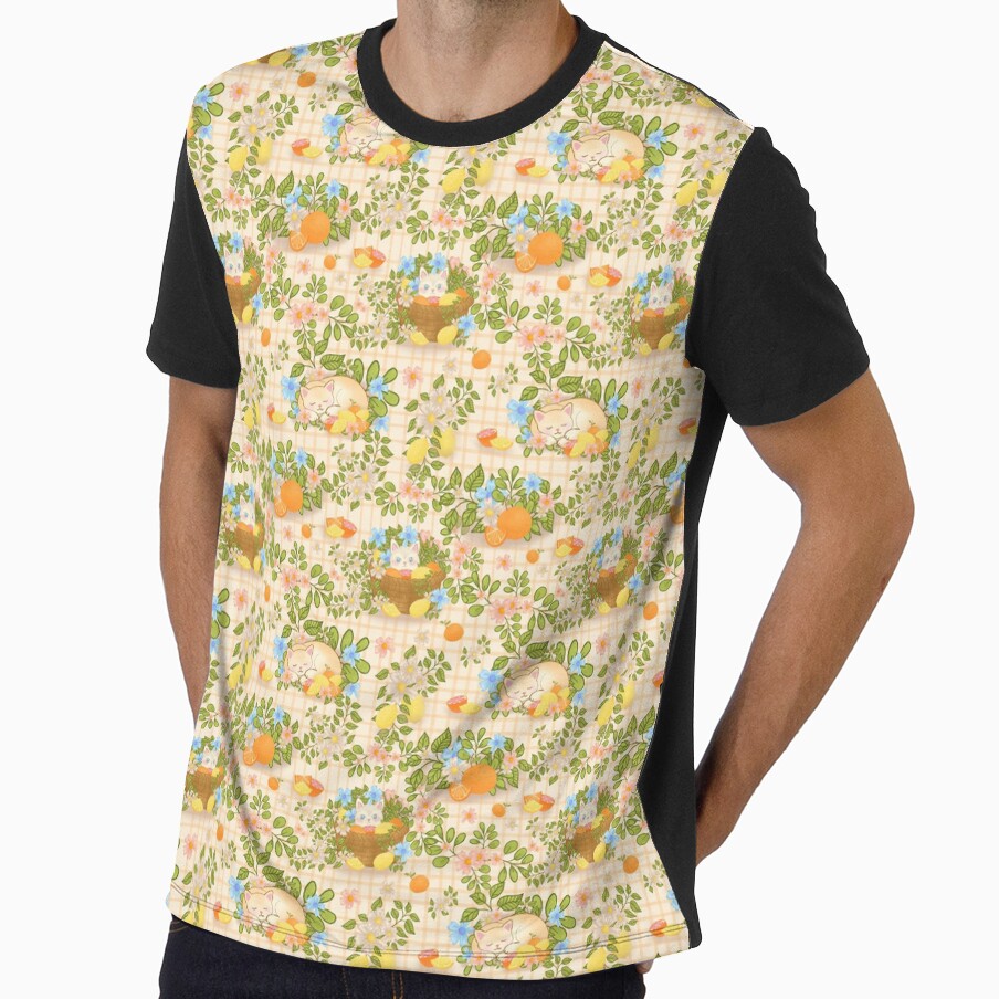 Citrus Botanical Cats - Cozy Farmers Market Picnic by holu_designs
